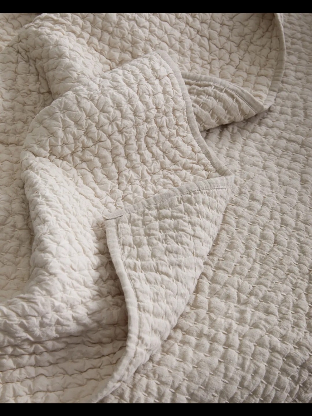 Quince European Linen Cotton Stitch Quilt Set - King - Natural - Picture 2 of 6